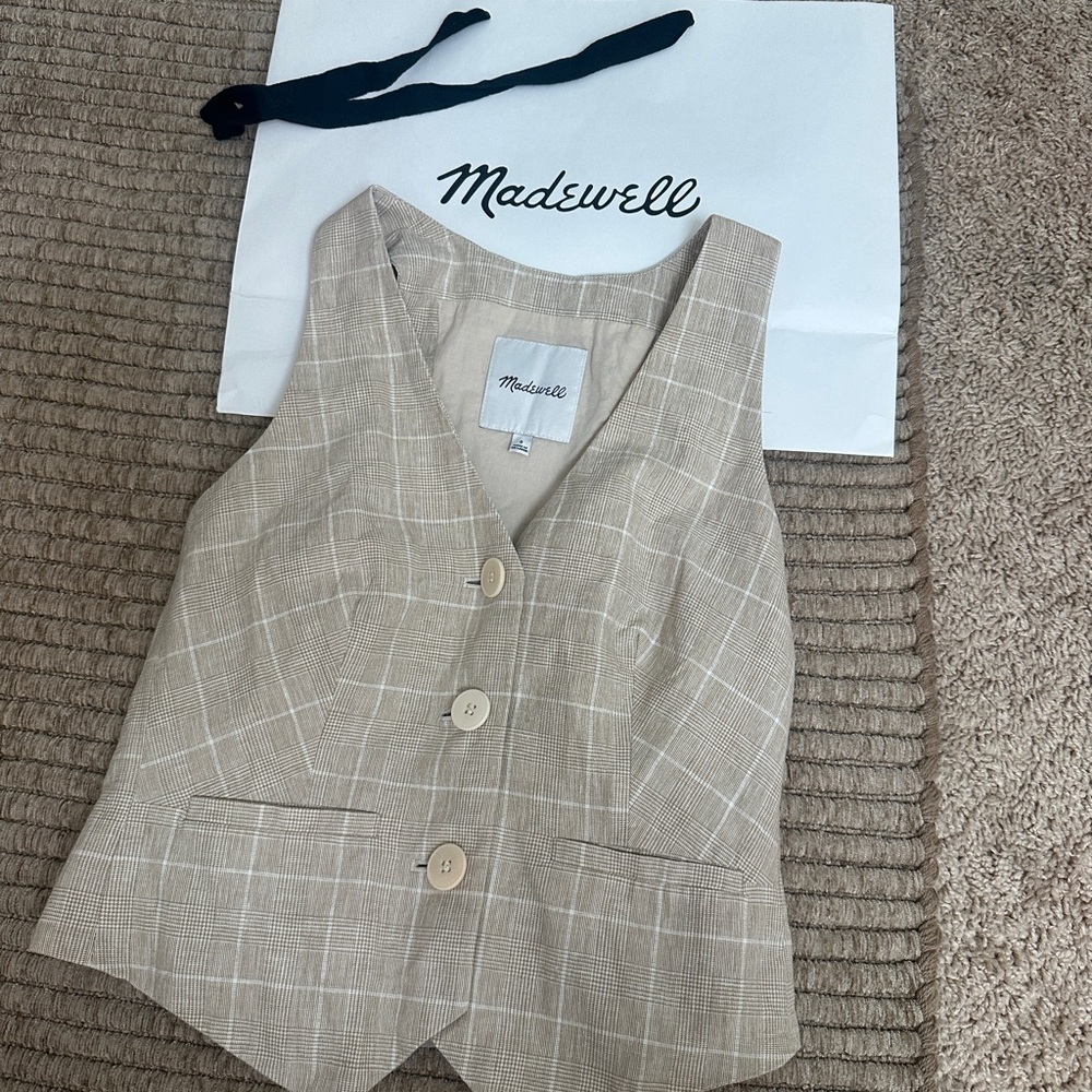 Madewell linen cotton blend vest with original bag